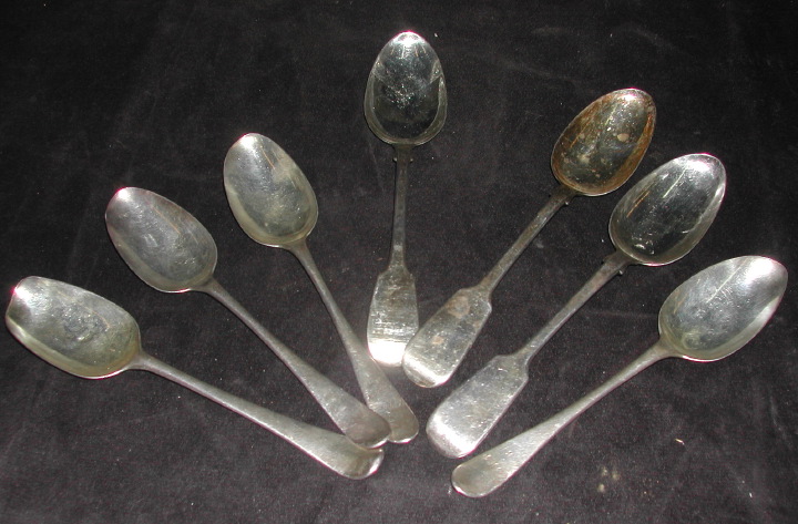 Appraisal: Group of Seven Silver Spoons consisting of a rare Queen