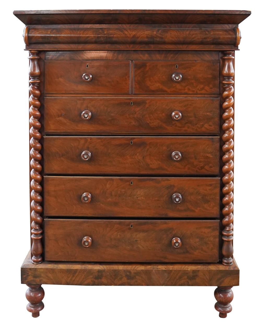 Appraisal: AMERICAN LATE CLASSICAL MAHOGANY CHEST OF DRAWERS th century having