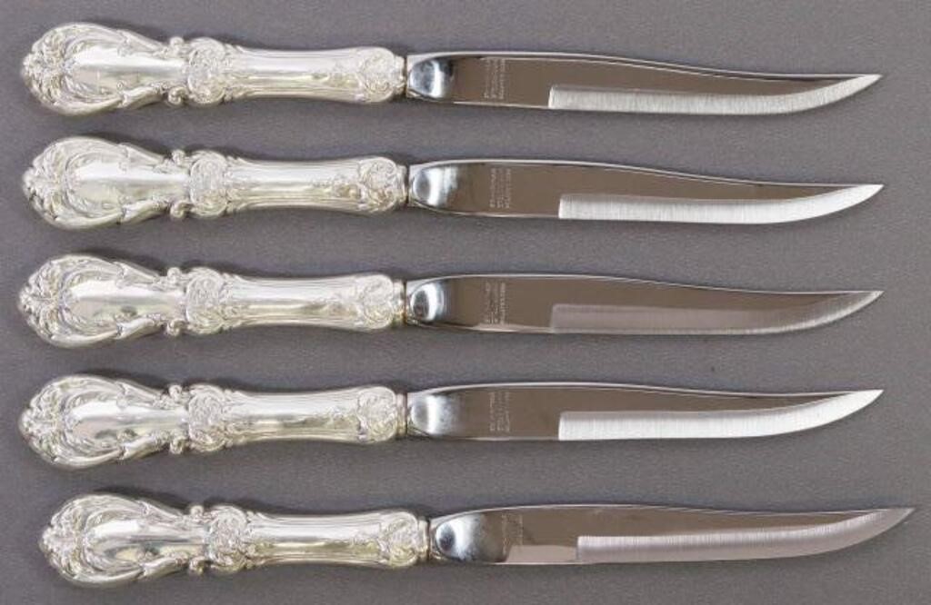 Appraisal: lot of American sterling silver handled individual steak knives Reed