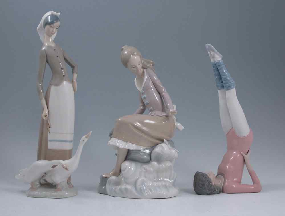 Appraisal: LLADRO GLAZED FIGURINES To include AT THE SEA-SIDE Salvador Debon