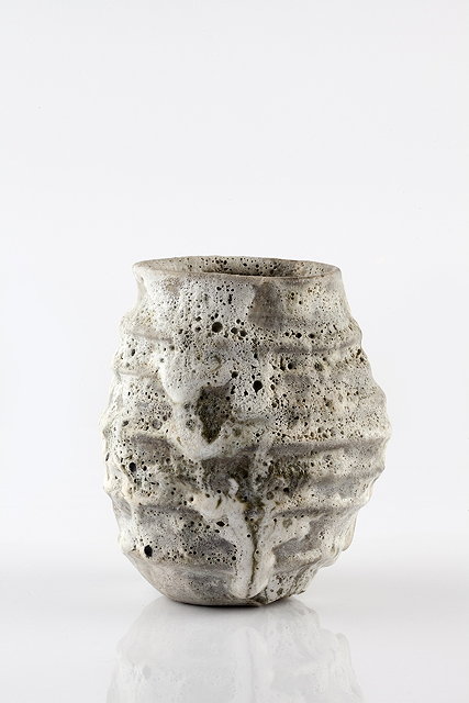 Appraisal: Aki Moriuchi Japanese b Vaseribbed and with volcanic glaze cm