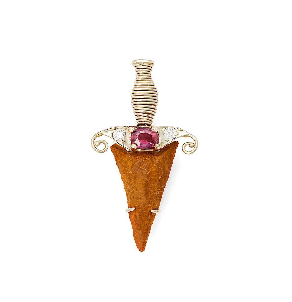 Appraisal: k Arrow Head Ruby Diamond Pin k arrowhead pin accented