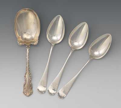 Appraisal: Three Wood Hughes and One Whiting Sterling Silver Serving Spoon