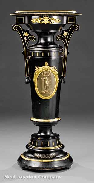 Appraisal: An American Neo-Grec Bronze-Mounted Ebonized and Gilt-Incised Pedestal late th