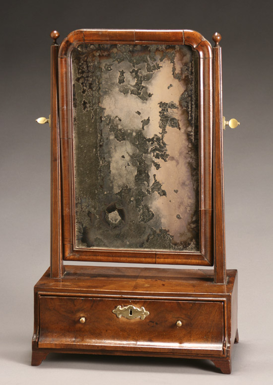 Appraisal: George II Walnut Chest Mirror Mirror and base with red