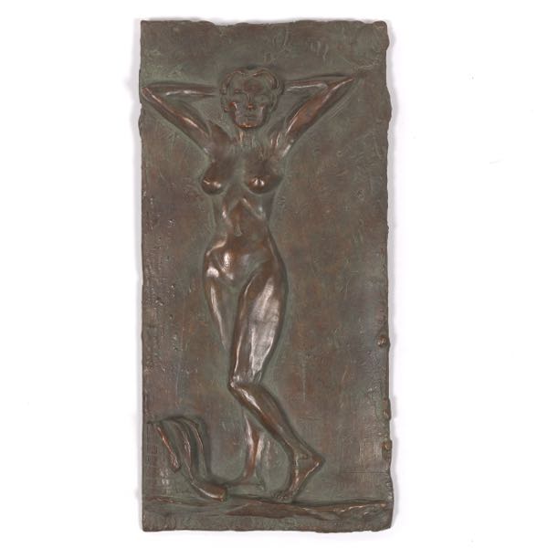 Appraisal: HIRAM BALL AMERICAN B x Femme Nu Cast bronze relief