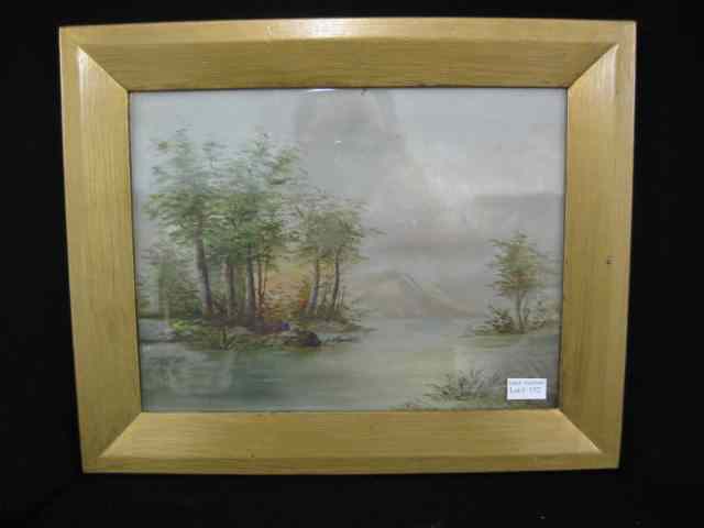 Appraisal: Oil Painting Landscape with River Mountainsin distance image area ''