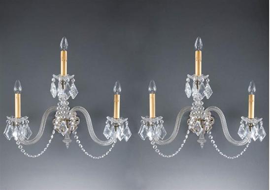 Appraisal: PAIR OF MONUMENTAL SCONCES Osler England ca crystal Large pair