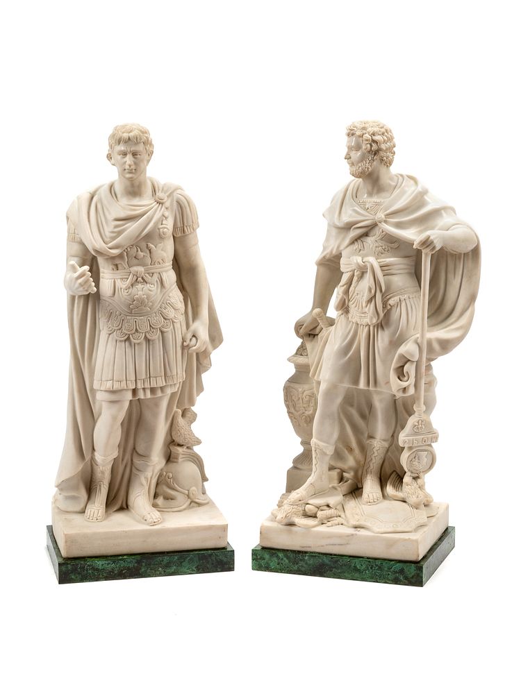 Appraisal: A Pair of Italian Carved Marble Figures A Pair of