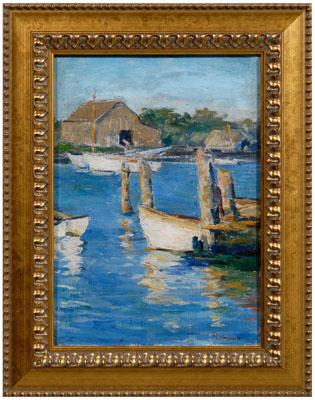 Appraisal: Mabel May Woodward painting Rhode Island - boats moored in