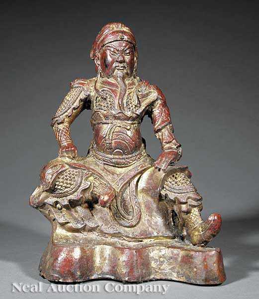 Appraisal: A Chinese Painted Bronze Figure of Guangong late Ming early