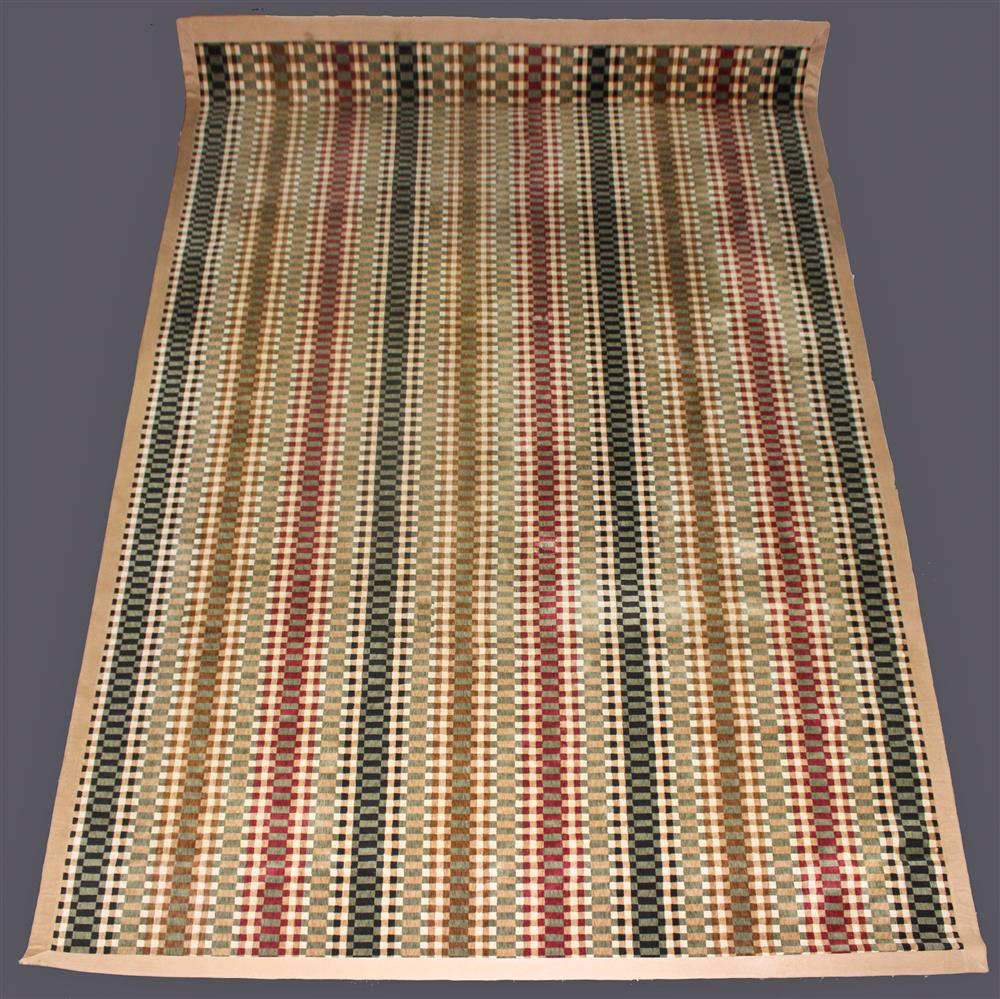 Appraisal: LARGE CONTEMPORARY KEYBOARD STRIPE WOOL RUG bound with three inch