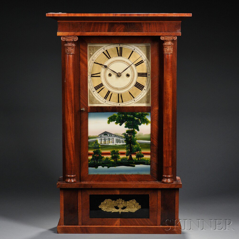 Appraisal: Spencer Wooster Mahogany Shelf Clock Salem Bridge Connecticut c the