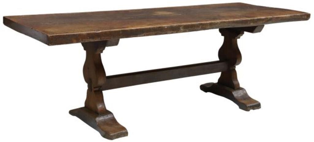 Appraisal: French Provincial oak monastery table th c thick tabletop comprised