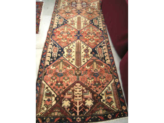 Appraisal: Bakhteiari Persian Handmade Runner triangular panels of geometric floral designs