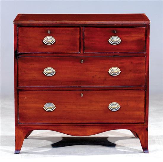 Appraisal: English mahogany chest of drawers mid th century banded rectangular