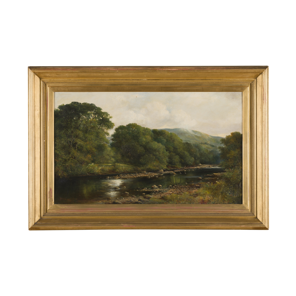 Appraisal: WILLIAM MUIR BRITISH - A QUIET RIVER SCENE signed and