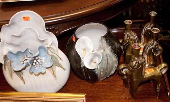 Appraisal: Two contemporary pieces of art pottery and a pair of