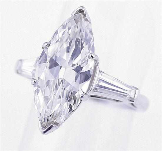 Appraisal: Magnificent solitaire diamond ring carat marquise-cut diamond color M clarity