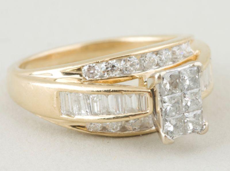 Appraisal: KT Yellow Gold and Diamond Ring with princess cut in