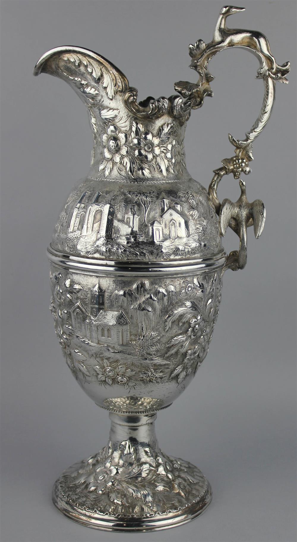 Appraisal: A SAMUEL KIRK SON LARGE REPOUSSE SILVER EWER circa impressed