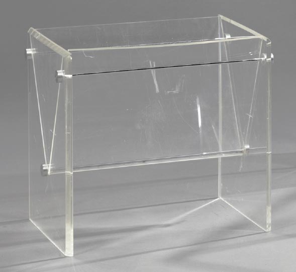 Appraisal: Steel-Mounted Lucite Magazine Rack third quarter th century the magazine