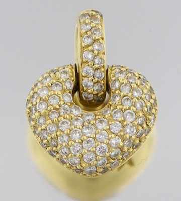 Appraisal: A Ladies' Diamond Heart Pendant k yellow gold puffed heart