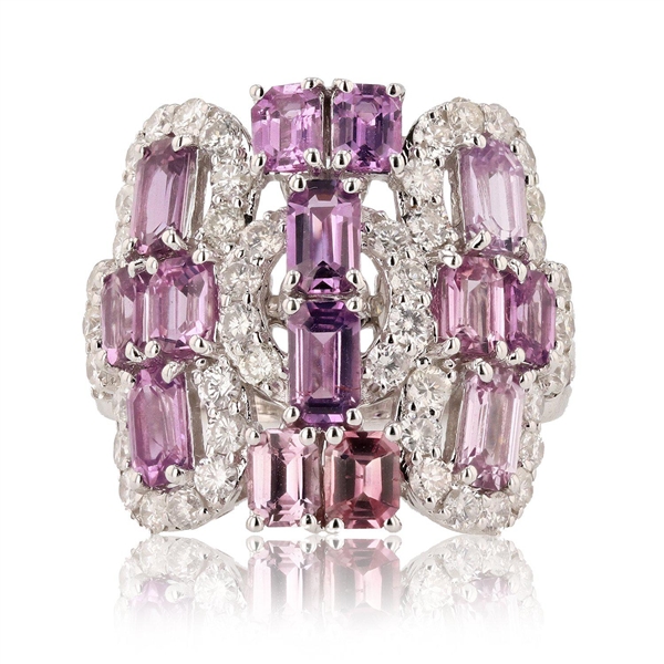 Appraisal: ctw pink sapphire and diamond K white gold ring signed