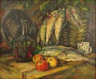 Appraisal: Attributed to Konstantin Korovin Russian Oil on canvas Still Life