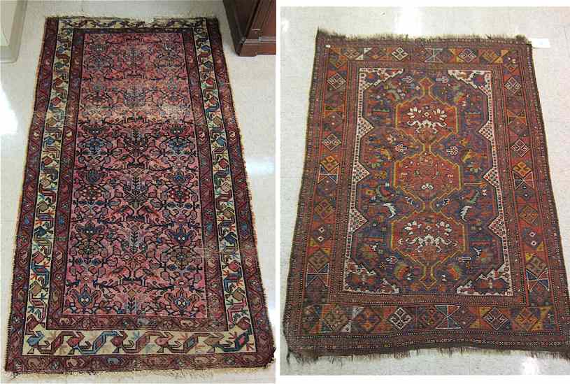 Appraisal: TWO SEMI-ANTIQUE PERSIAN TRIBAL AREA RUGS hand knotted ' ''