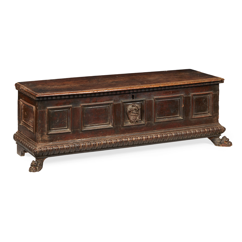 Appraisal: ITALIAN WALNUT CASSONE TH CENTURY the hinged top with a