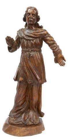 Appraisal: Antique Italian carved wood religious figure th c depicted in