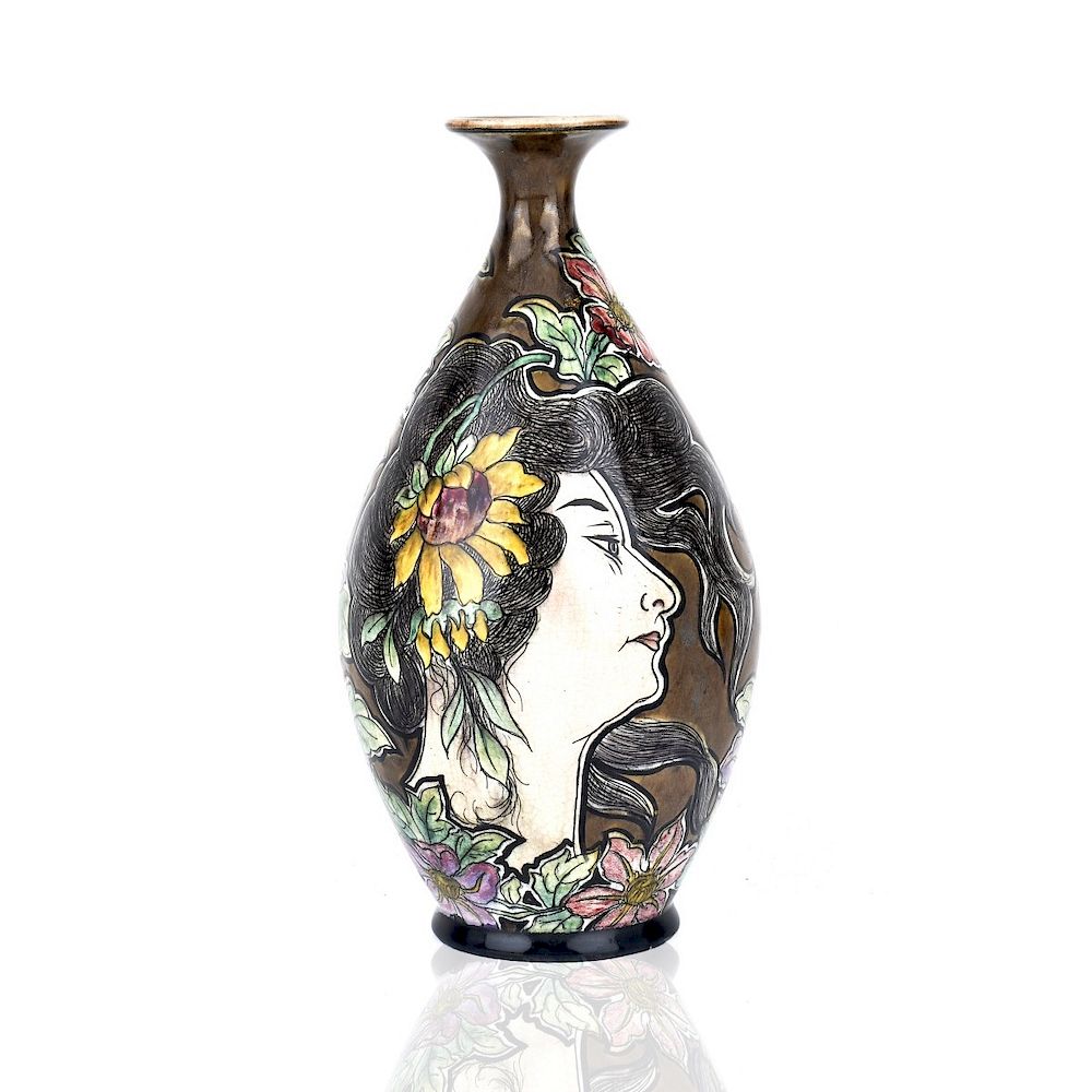 Appraisal: Royal Bonn Vase Antique Royal Bonn Maiden Art Nouveau Glaze