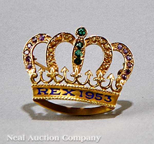 Appraisal: Mardi Gras Charles C Crawford's Rex king's pin in kt