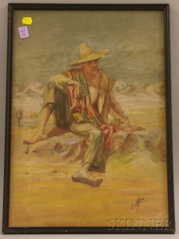 Appraisal: Framed Watercolor on Masonite Portrait of a South American Man