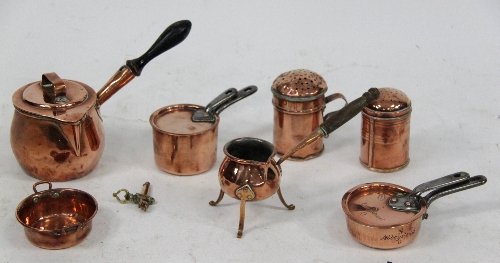 Appraisal: Two small th Century copper saucepans and covers and a