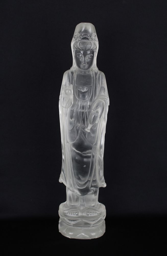 Appraisal: Large Chinese Glass Guanyin Figure Large Chinese Glass Guanyin Figure