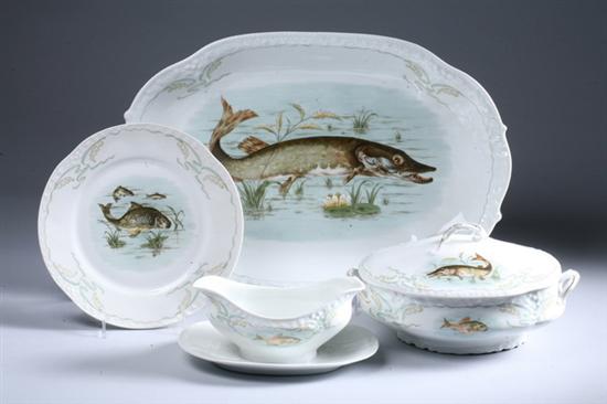 Appraisal: -PIECE CONTINENTAL PORCELAIN FISH SERVICE late th-early th century Z