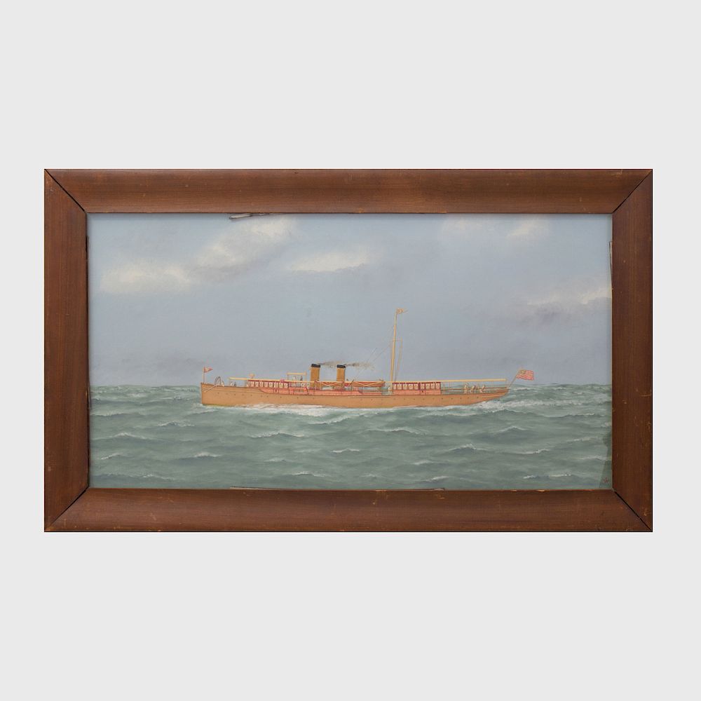 Appraisal: Thomas Willis - Steamship Oil on canvas monogrammed lower right