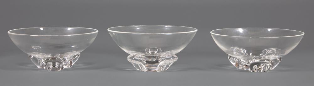 Appraisal: Three Steuben Glass Floret Bowls etched marks model designed by