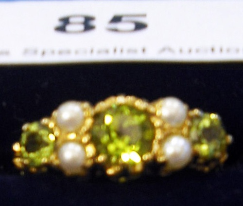 Appraisal: CT Green Stone Pearl Ring size L retail price