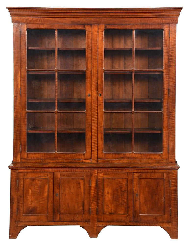 Appraisal: American Tiger Maple Stepback Cabinet late th century highly figured