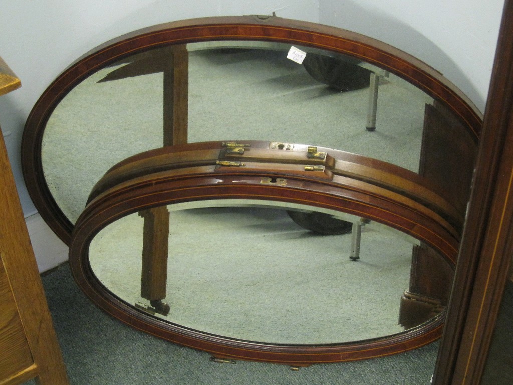 Appraisal: Lot comprising three string inlaid dressing table mirrors