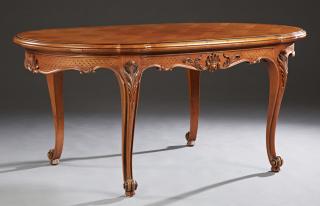 Appraisal: French Louis XV Style Carved Cherry Dining Table th c