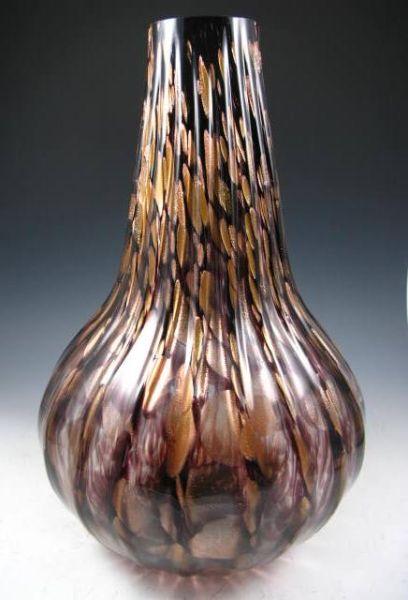 Appraisal: Art Glass Vase with smoke glass and gold swirl and