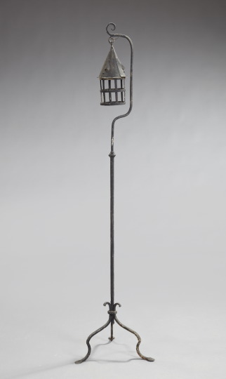 Appraisal: American Wrought-Iron Floor Lantern Lamp second quarter th century of