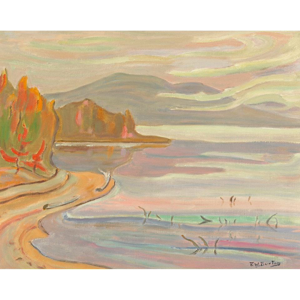 Appraisal: RALPH WALLACE BURTON HALFWAY LAKE FALL oil on canvas signed