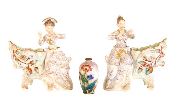 Appraisal: A group of Asian and Asian style decorations ceramic enameled