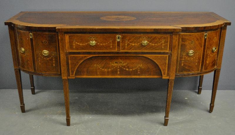 Appraisal: - Georgian inlaid mahogany sideboard c h x w -