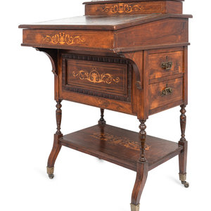 Appraisal: An Edwardian Rosewood and Marquetry Davenport Desk Late th Century